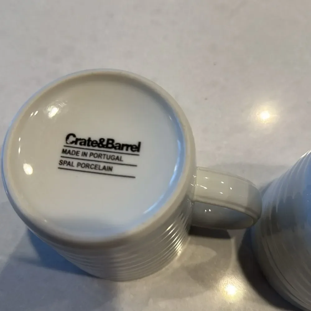 Crate & barrel roulette white 2 coffee cups, excellent condition.